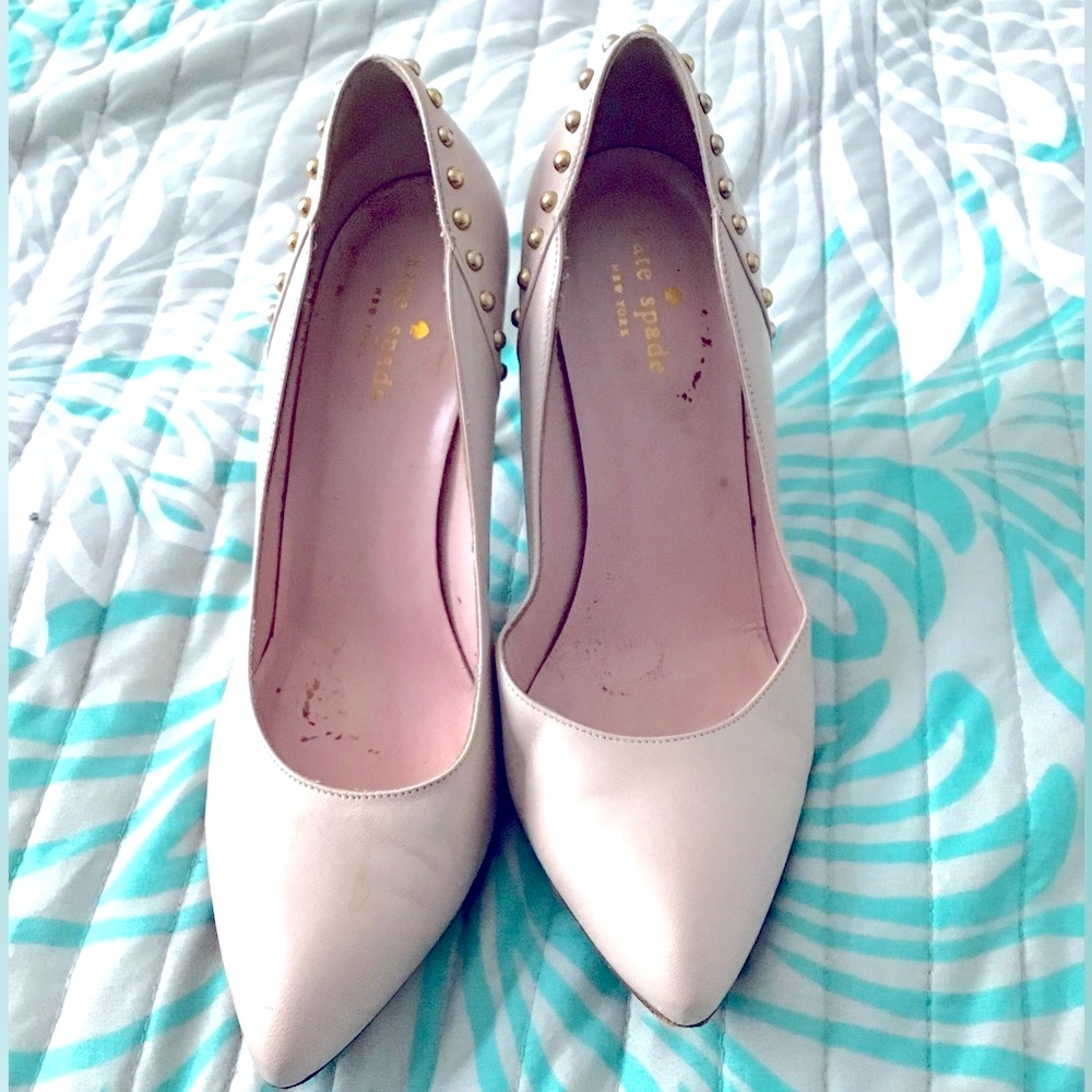 Kate spade cream with metal accent, 3 inch heels, size 7.5